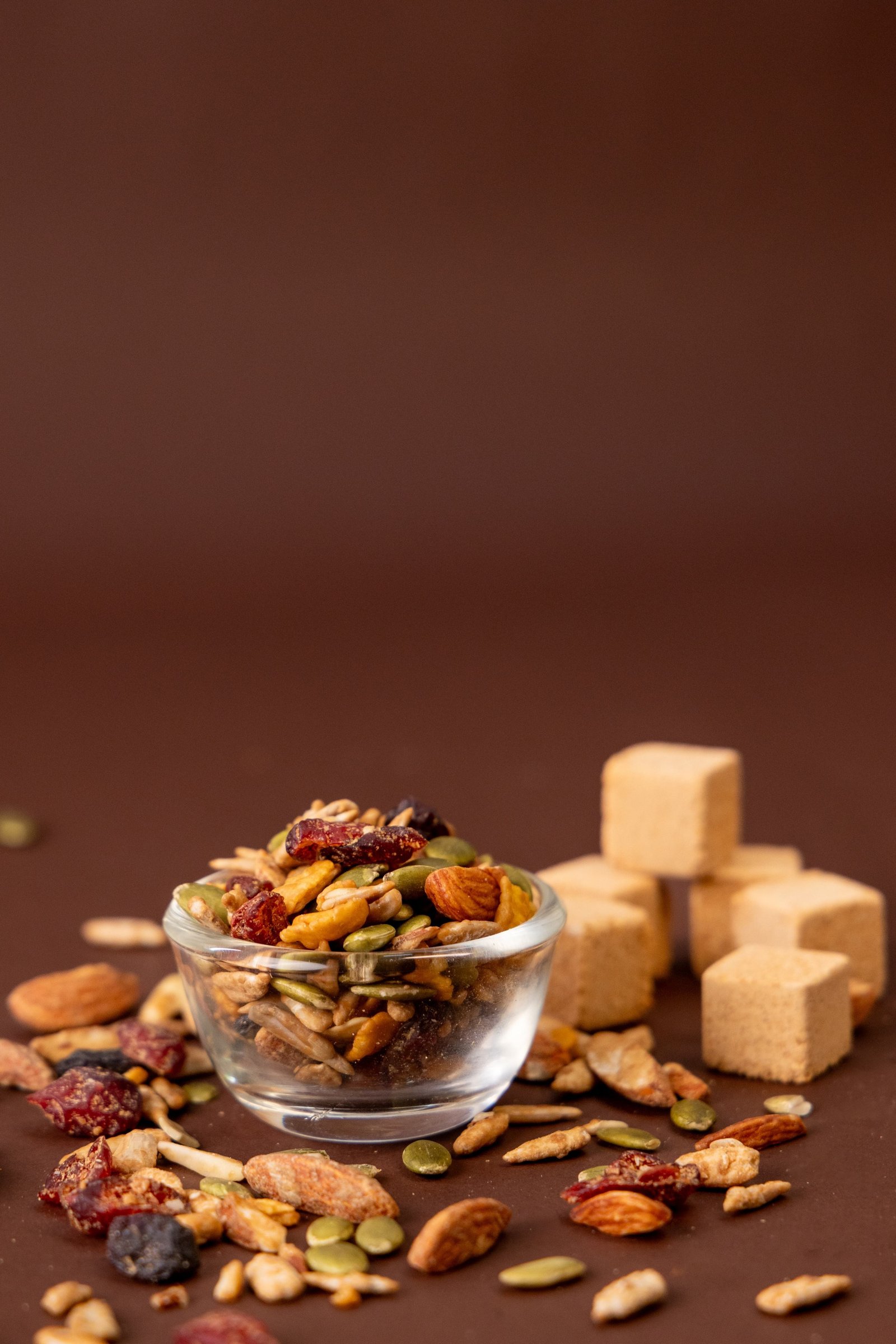 The Holy Bites Pure Jaggery Superfood Snack Mix in a bowl