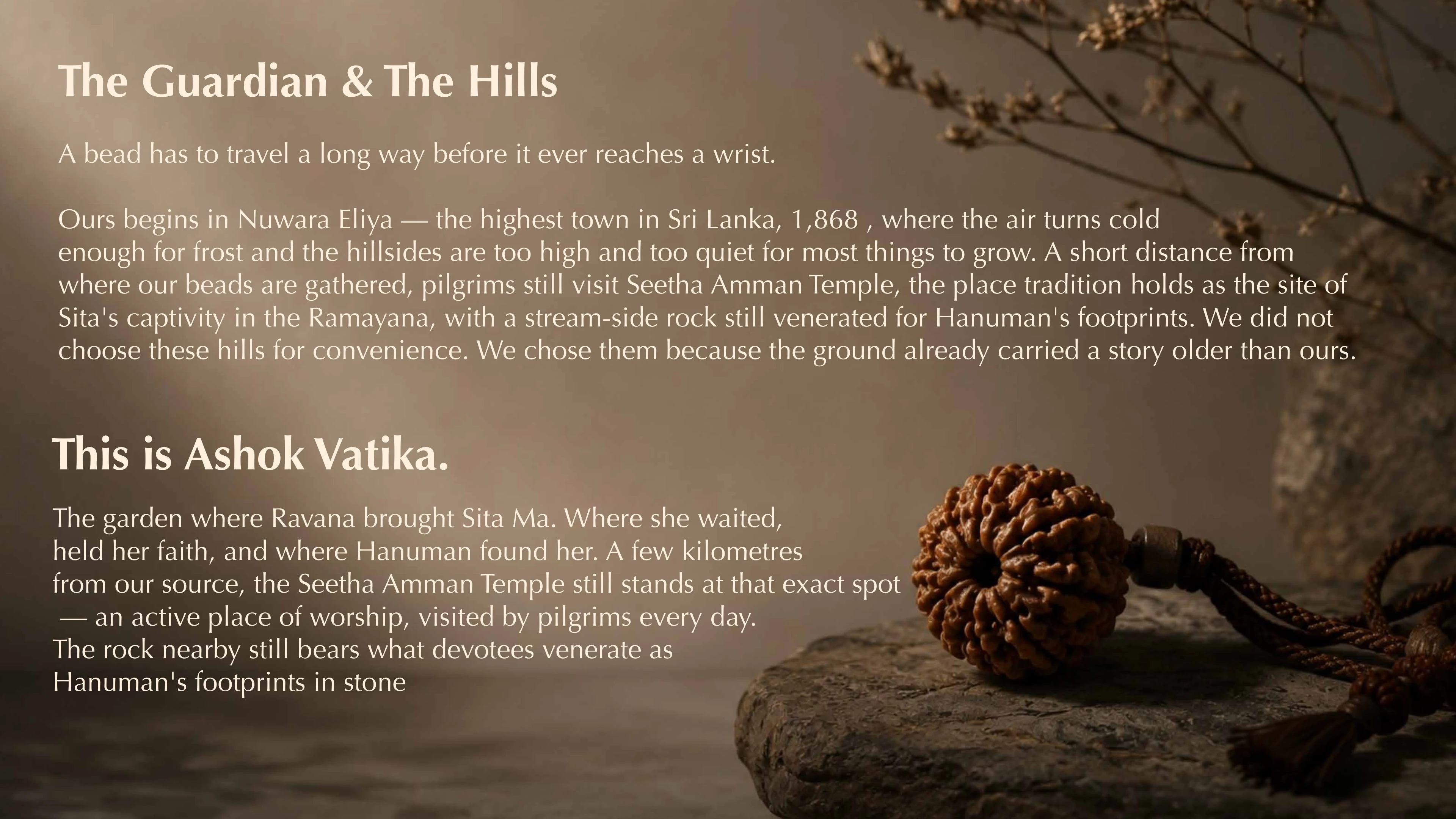 The Guardian and the Hills - Yali Rudraksha brand story, Nuwara Eliya, Seetha Amman Temple, Ashok Vatika